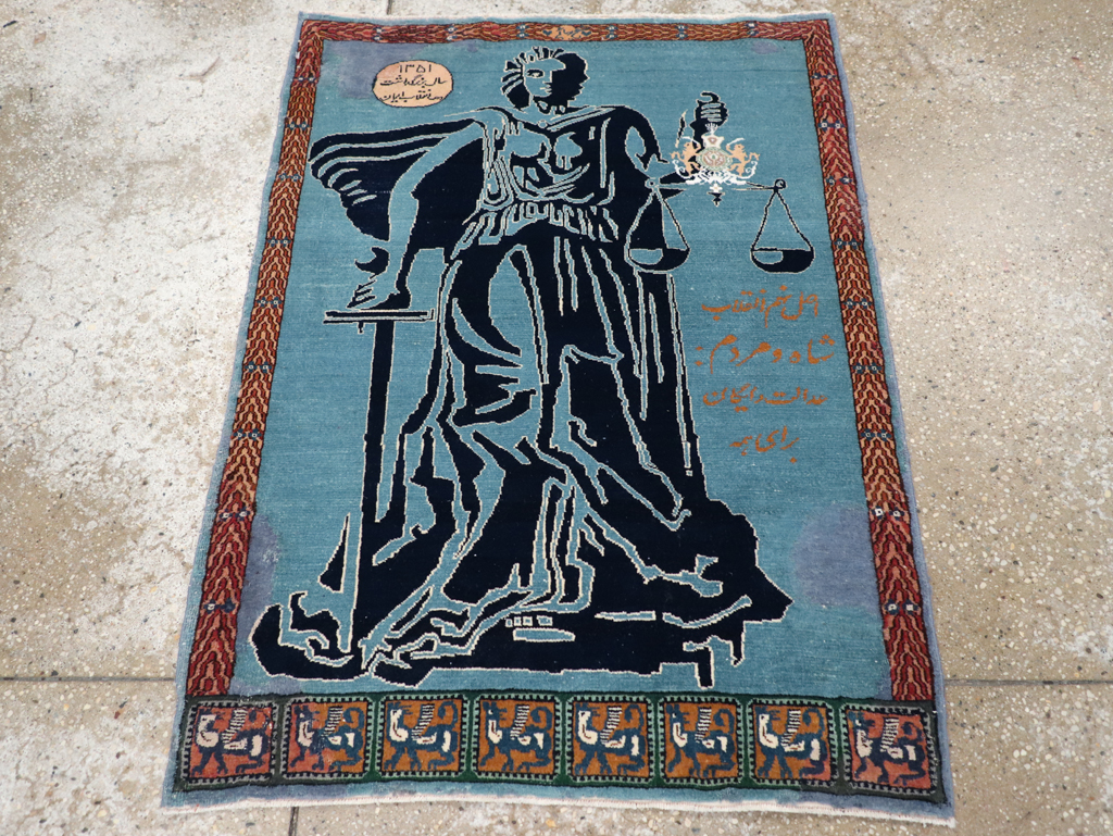 Vintage Persian Pictorial Tabriz Rug (Pair: 2 of 2), No.30379 - Gss