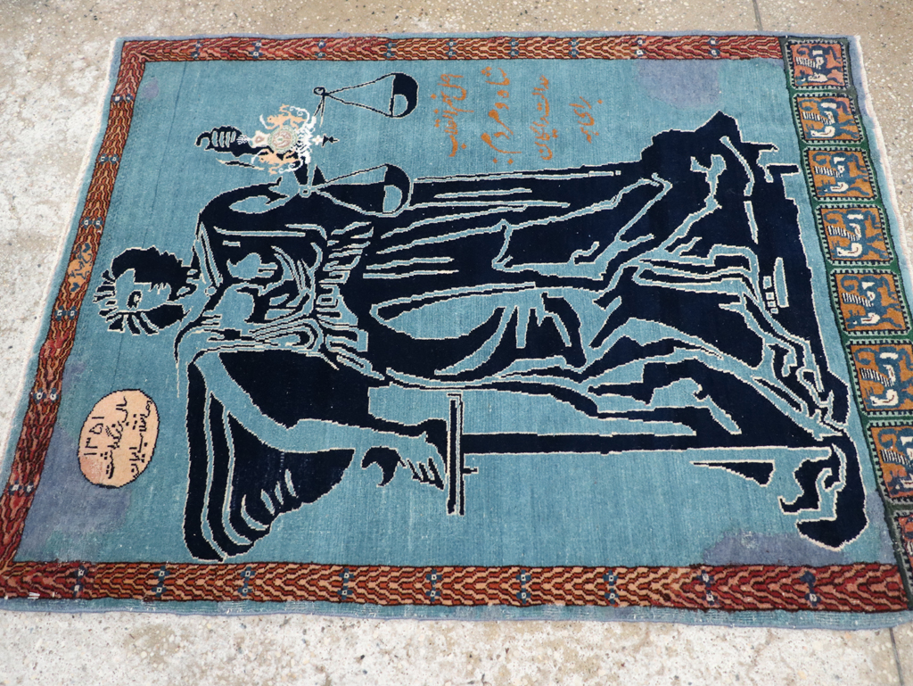 Vintage Persian Pictorial Tabriz Rug (Pair: 2 of 2), No.30379 - Gss