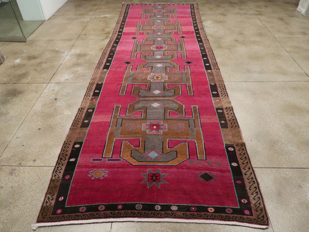 Vintage Turkish Anatolian Wide Gallery Runner, No.30388 - Gss