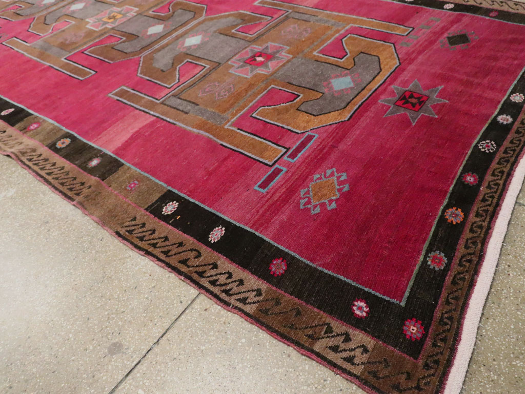 Vintage Turkish Anatolian Wide Gallery Runner, No.30388 - Gss