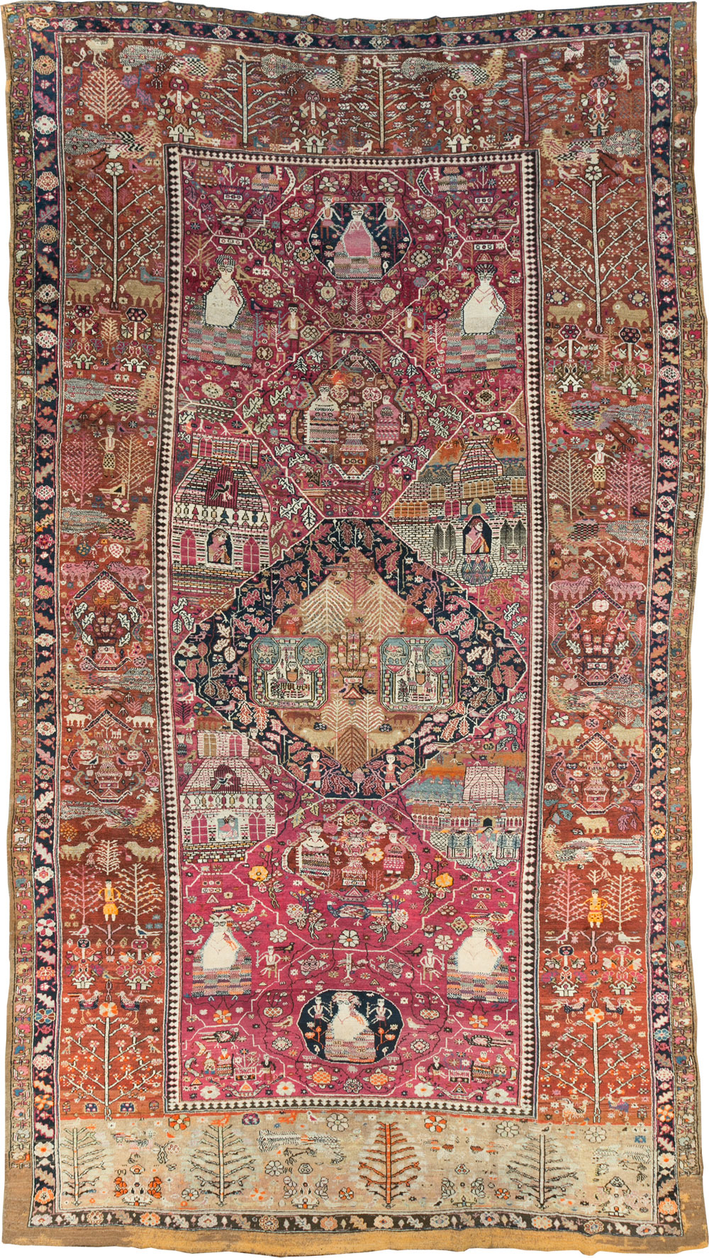 Antique Pictorial Kurdish Rug, No.30391 - Gss