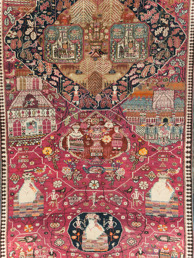 Antique Pictorial Kurdish Rug, No.30391 - Gss