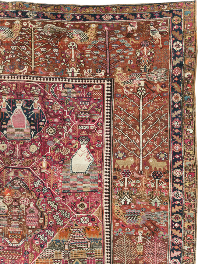 Antique Pictorial Kurdish Rug, No.30391 - Gss