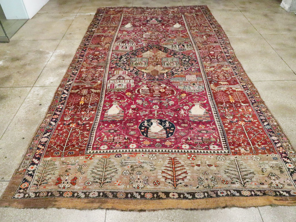 Antique Pictorial Kurdish Rug, No.30391 - Gss