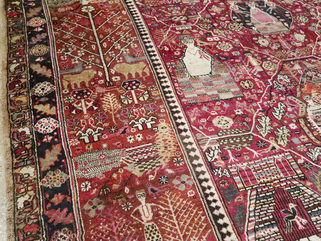 Antique Pictorial Kurdish Rug, No.30391 - Gss