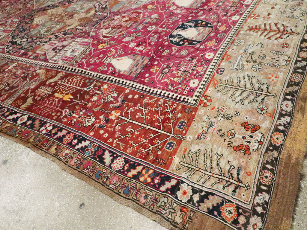 Antique Pictorial Kurdish Rug, No.30391 - Gss