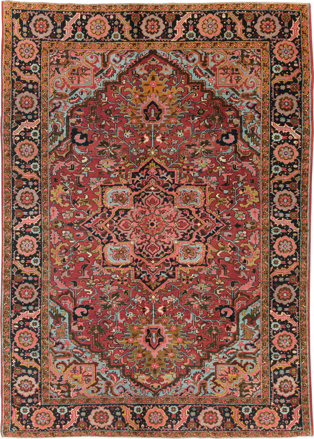 Vintage Persian Heriz Accent Carpet, No.30401 - Gss