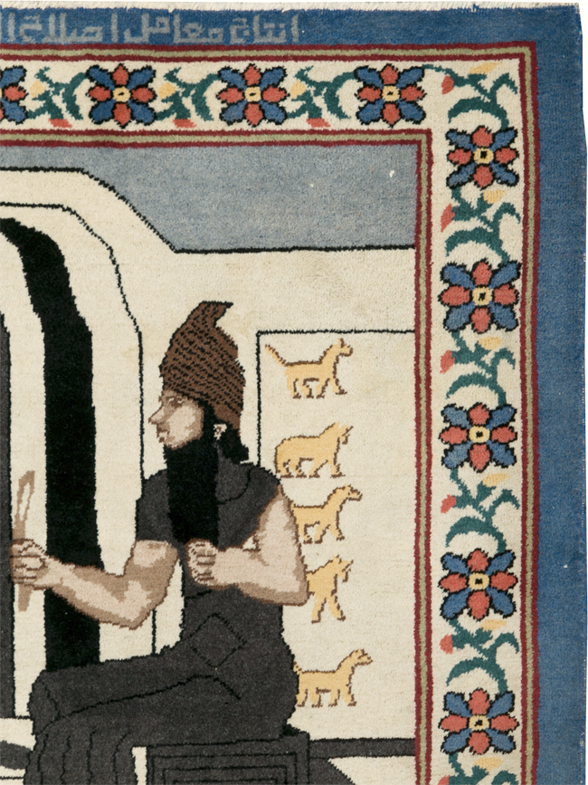 Vintage Egyptian Tabriz Pictorial Rug, No.30406 - Gss