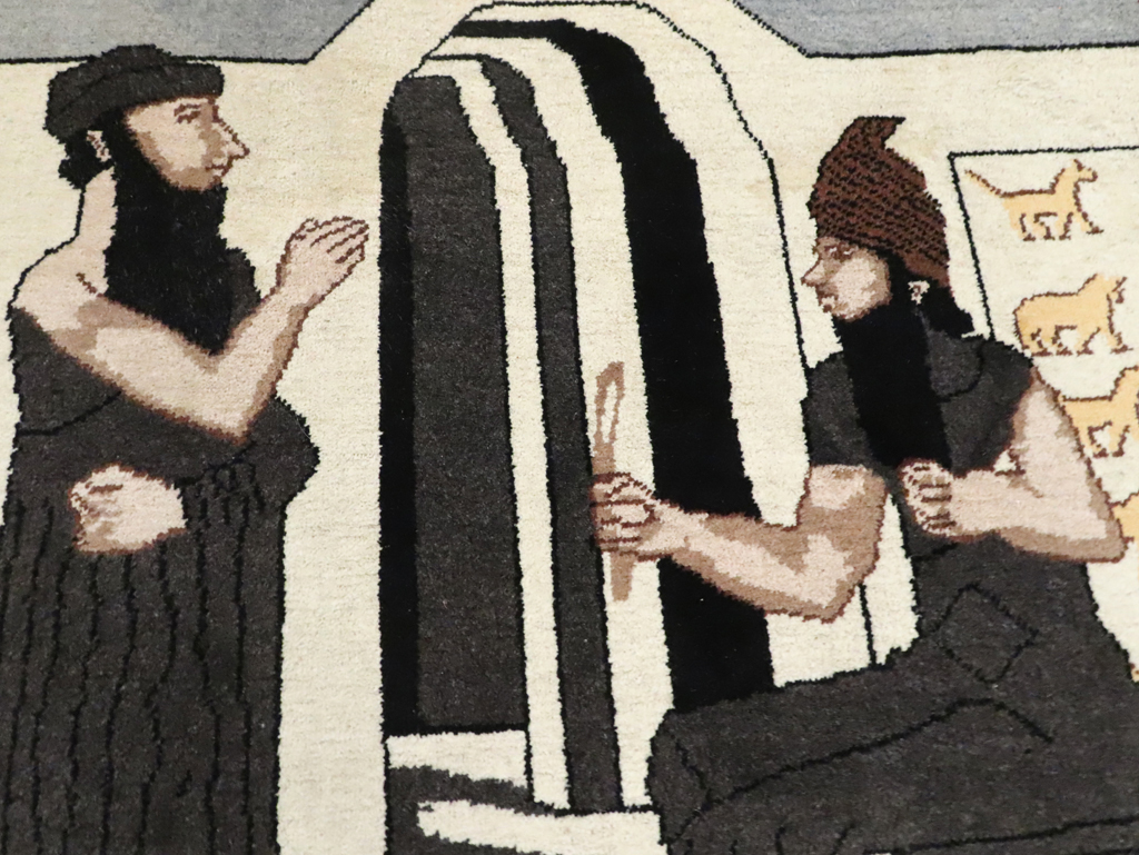 Vintage Egyptian Tabriz Pictorial Rug, No.30406 - Gss