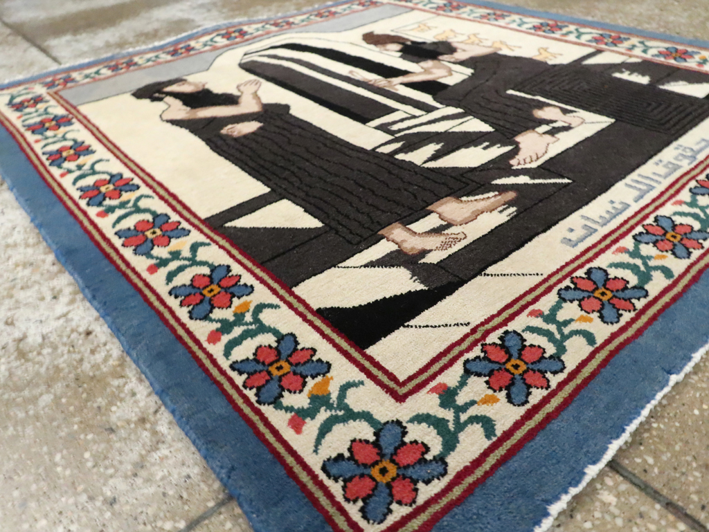 Vintage Egyptian Tabriz Pictorial Rug, No.30406 - Gss