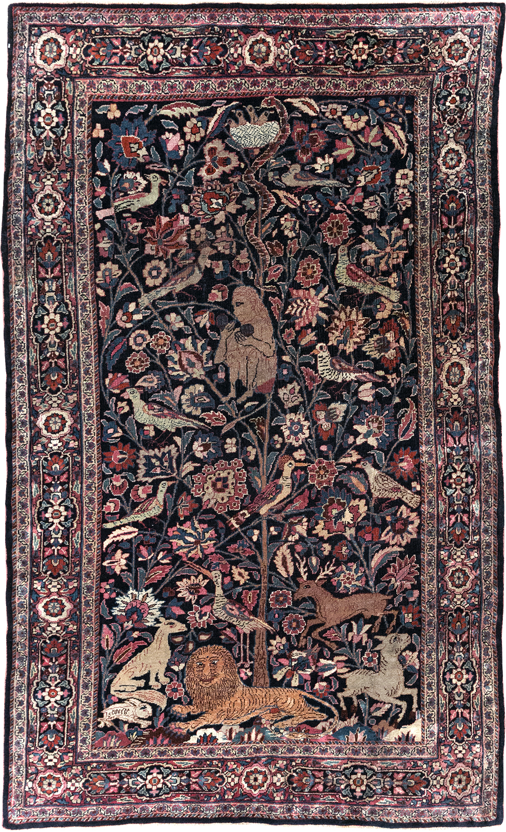 Vintage Persian Pictorial Mashad Rug, No.30407 - Gss