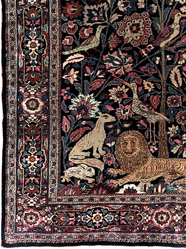 Vintage Persian Pictorial Mashad Rug, No.30407 - Gss