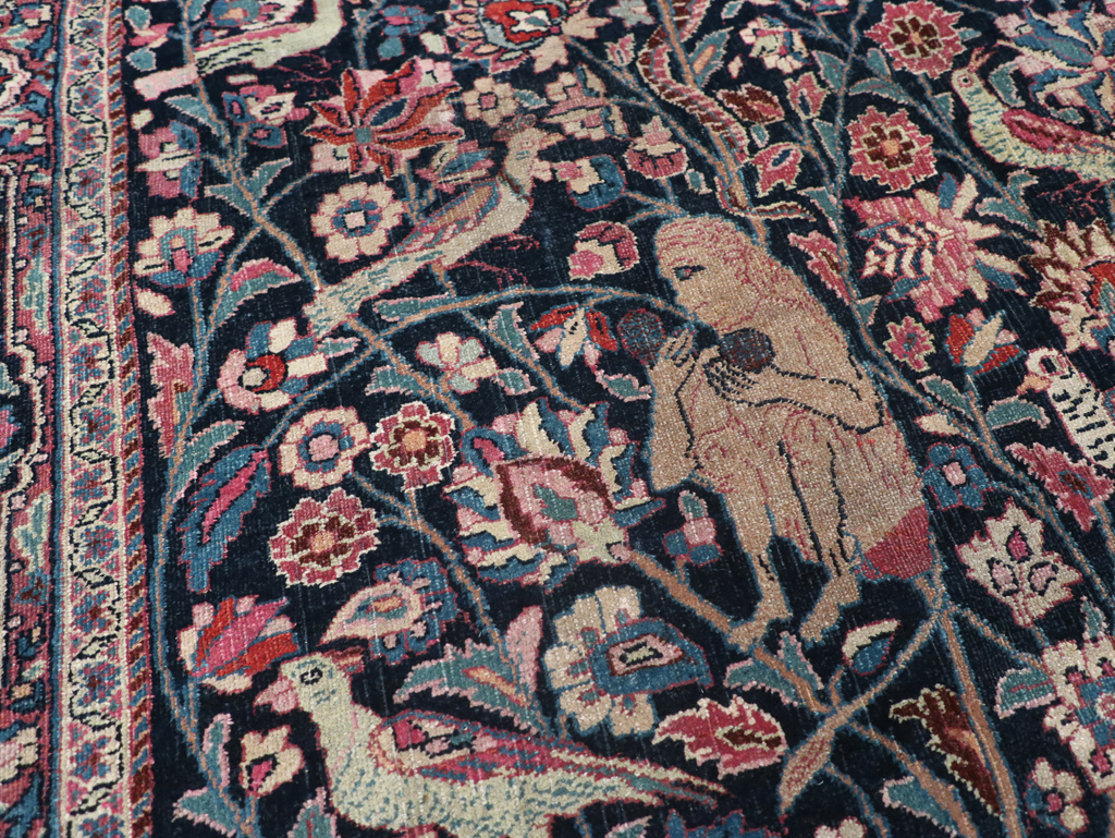 Vintage Persian Pictorial Mashad Rug, No.30407 - Gss