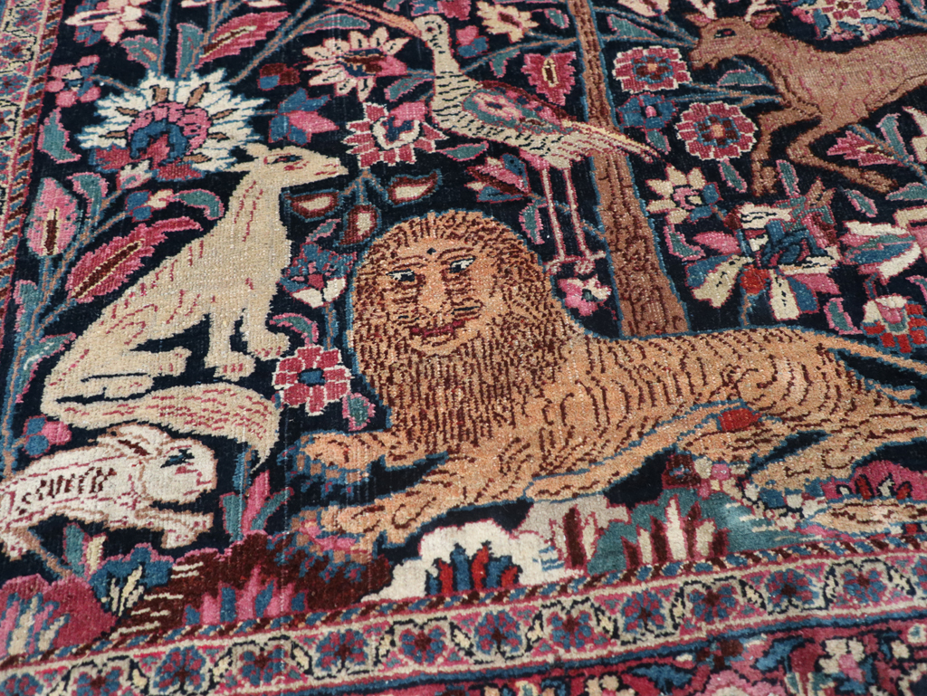 Vintage Persian Pictorial Mashad Rug, No.30407 - Gss