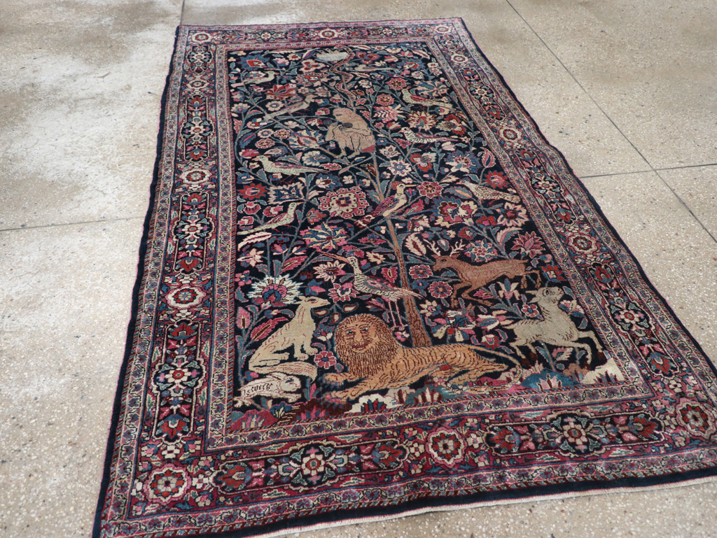 Vintage Persian Pictorial Mashad Rug, No.30407 - Gss