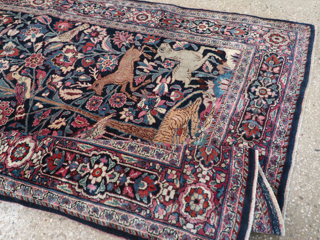 Vintage Persian Pictorial Mashad Rug, No.30407 - Gss