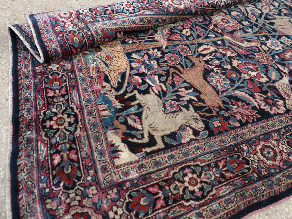 Vintage Persian Pictorial Mashad Rug, No.30407 - Gss