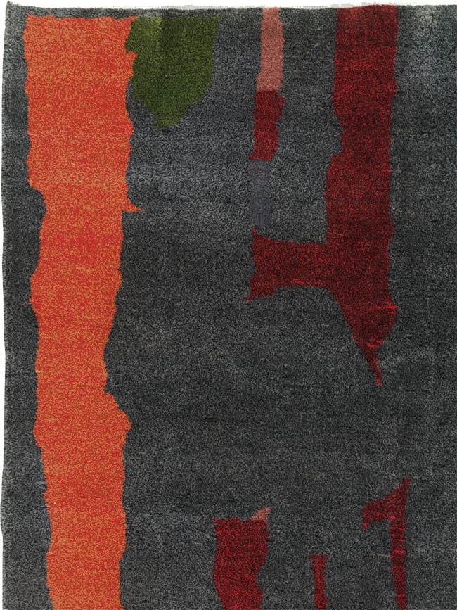 Vintage Turkish Art Deco Style Accent Carpet, No.30408 - Gss