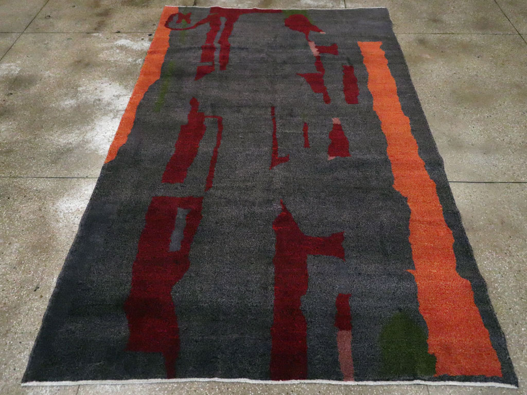 Vintage Turkish Art Deco Style Accent Carpet, No.30408 - Gss