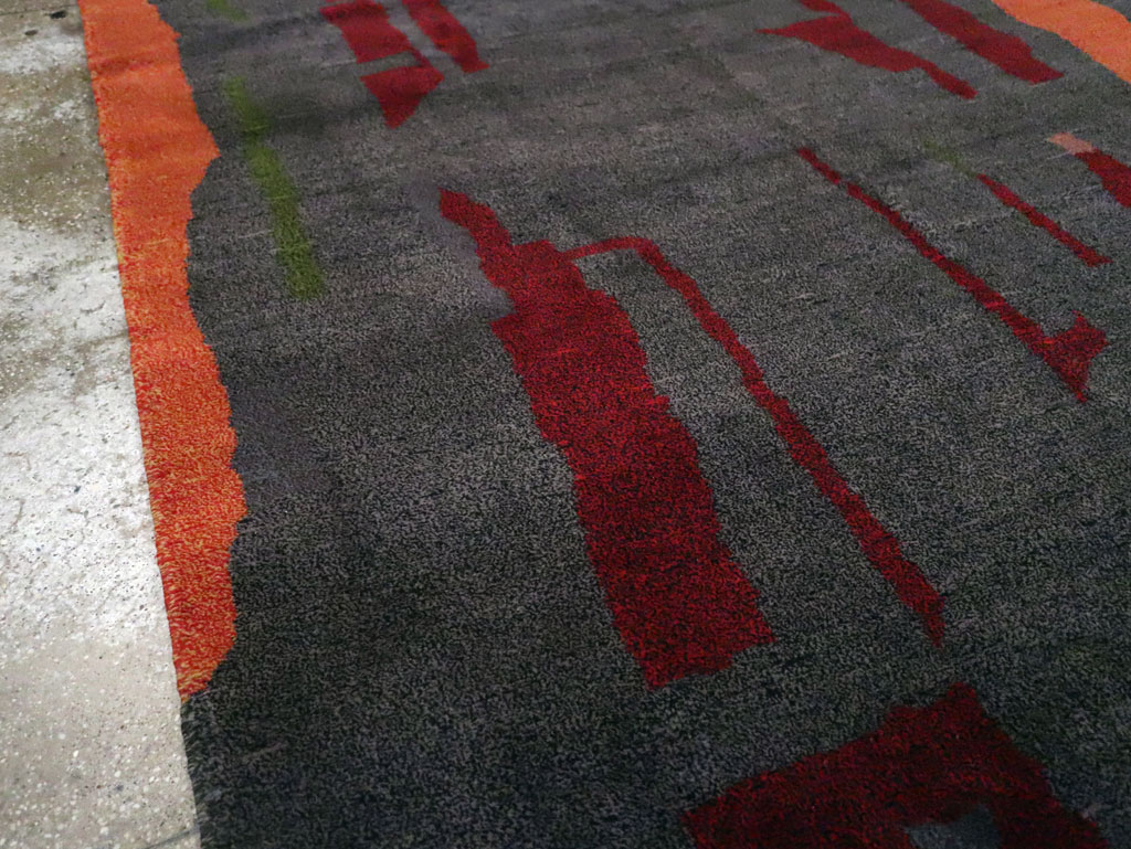 Vintage Turkish Art Deco Style Accent Carpet, No.30408 - Gss