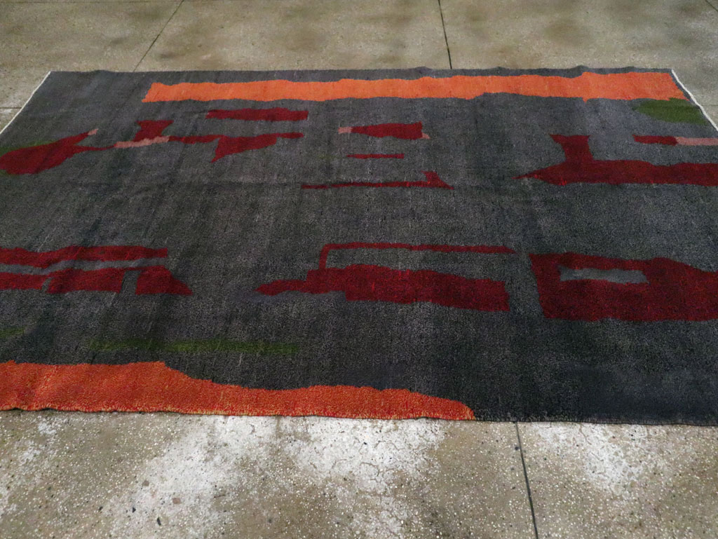 Vintage Turkish Art Deco Style Accent Carpet, No.30408 - Gss