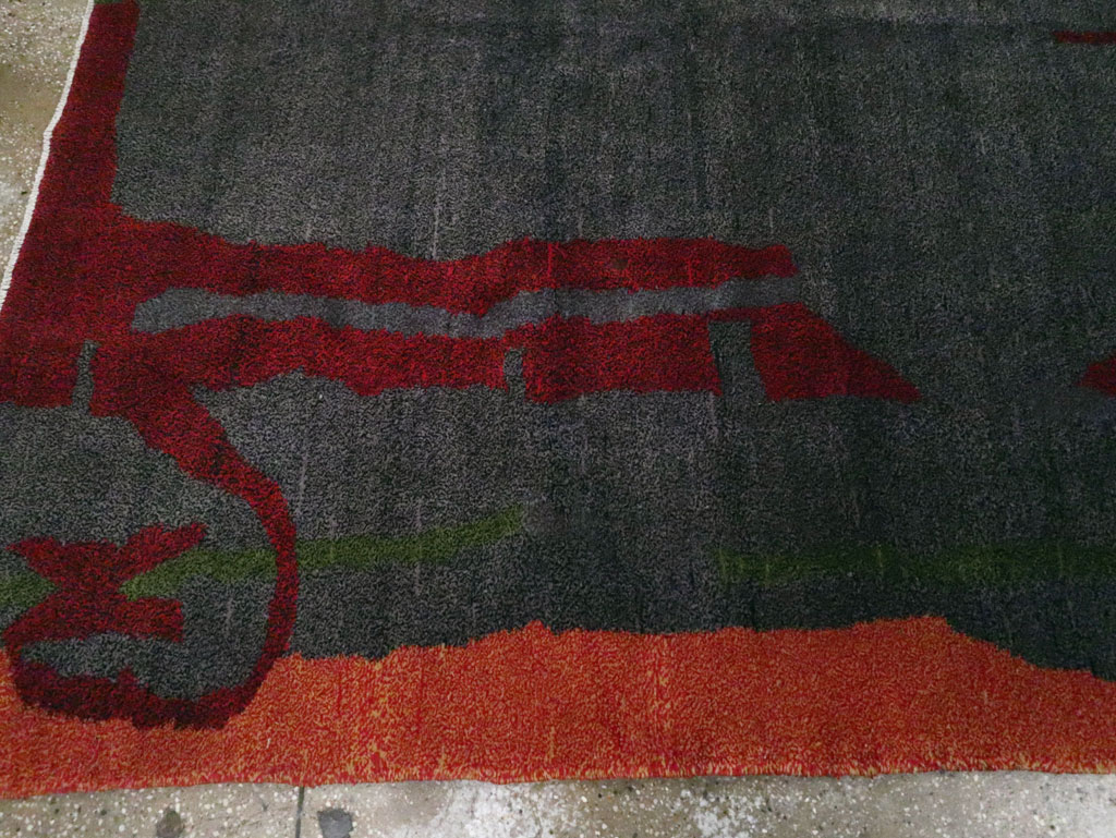 Vintage Turkish Art Deco Style Accent Carpet, No.30408 - Gss