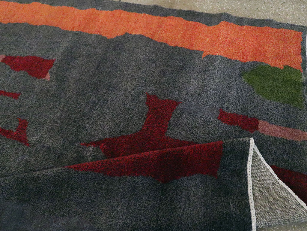 Vintage Turkish Art Deco Style Accent Carpet, No.30408 - Gss