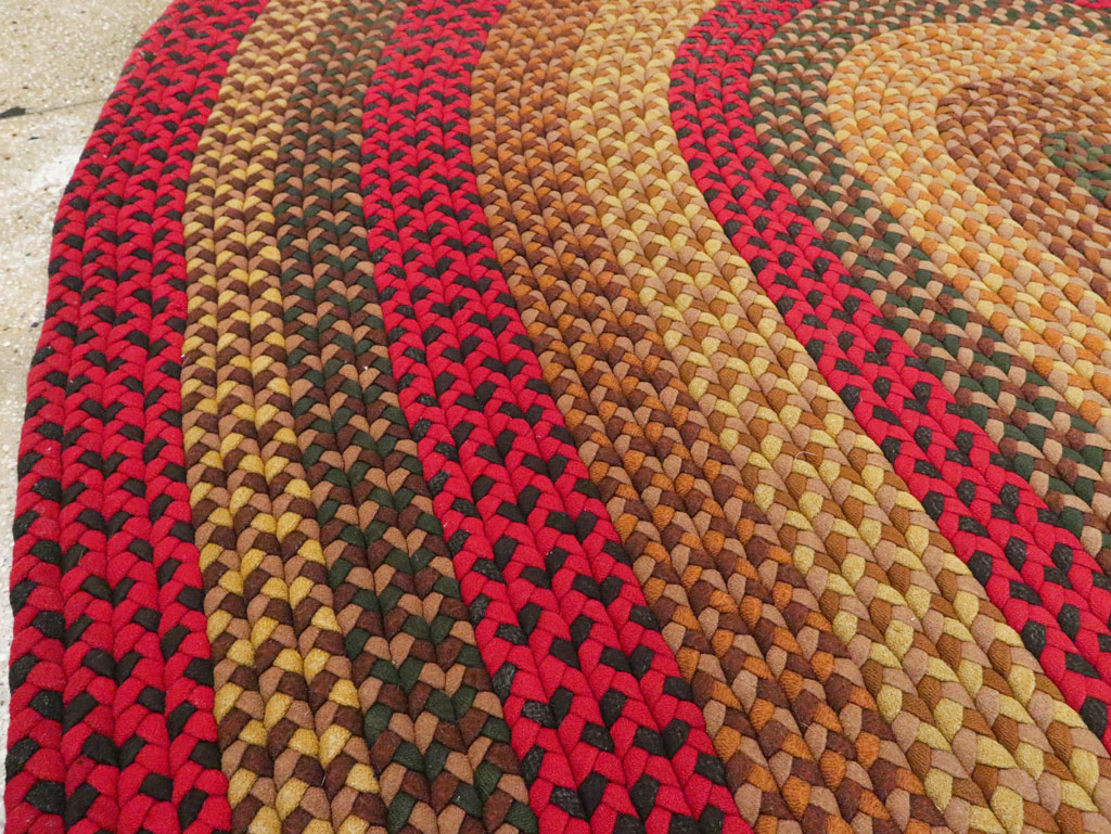 Vintage American Round Oval Braided Room Size Carpet, No.30413 - Gss