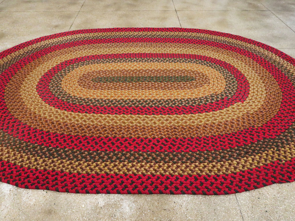 Vintage American Round Oval Braided Room Size Carpet, No.30413 - Gss