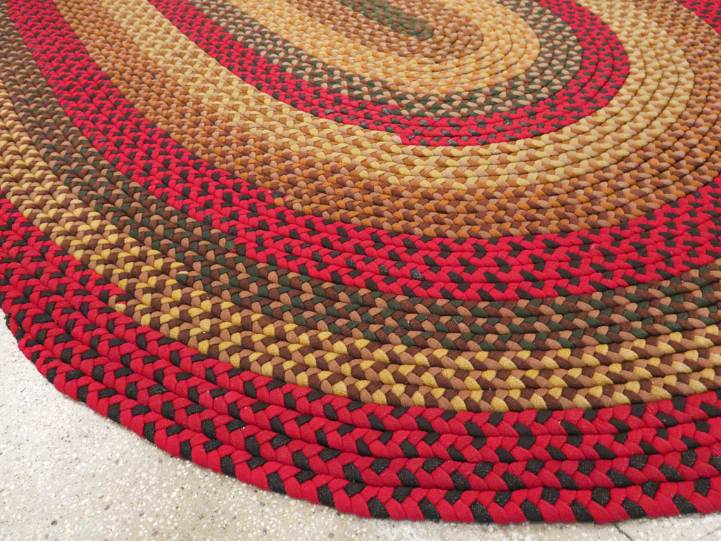 Vintage American Round Oval Braided Room Size Carpet, No.30413 - Gss