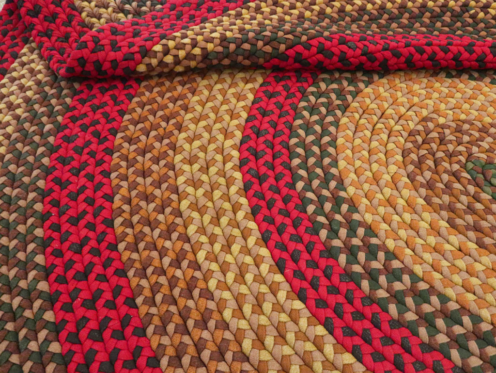 Vintage American Round Oval Braided Room Size Carpet, No.30413 - Gss