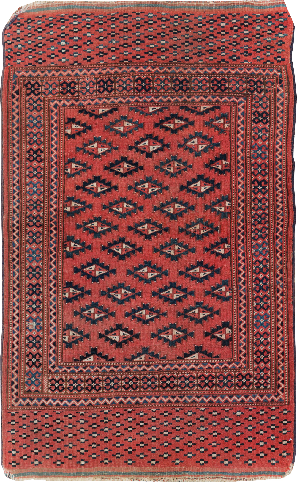 Vintage Central Asian Turkoman Tribal Throw Rug, No.30417 - Gss