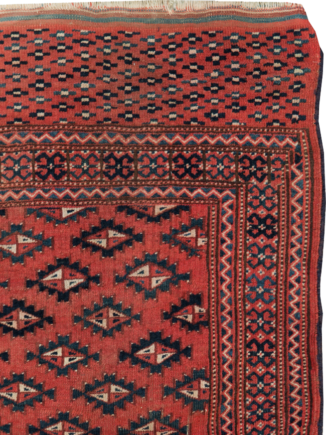 Vintage Central Asian Turkoman Tribal Throw Rug, No.30417 - Gss