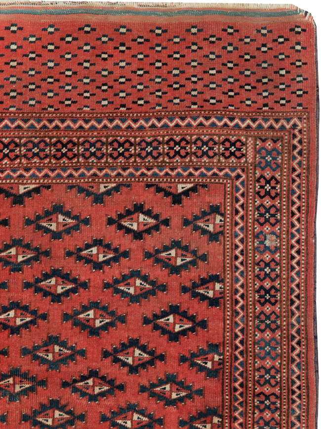 Vintage Central Asian Turkoman Tribal Throw Rug, No.30417 - Gss
