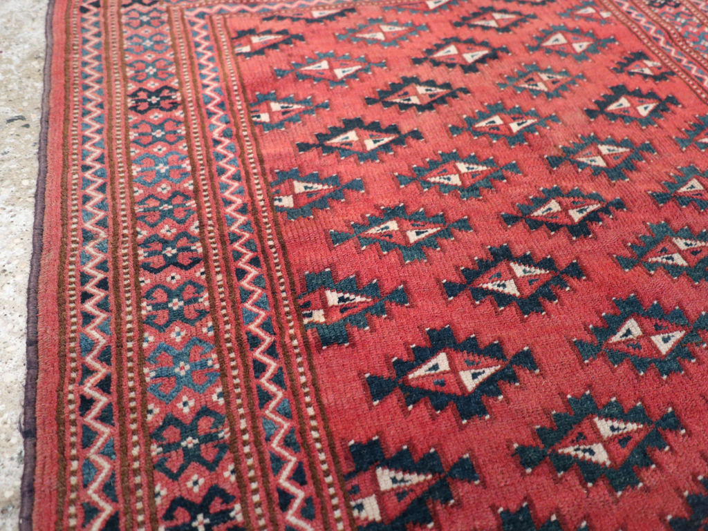 Vintage Central Asian Turkoman Tribal Throw Rug, No.30417 - Gss