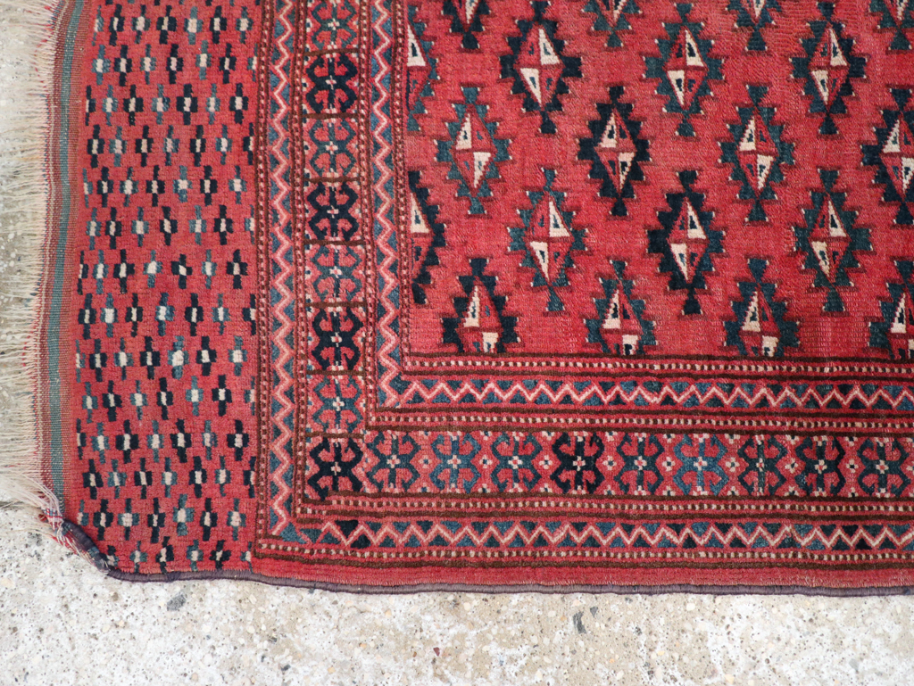 Vintage Central Asian Turkoman Tribal Throw Rug, No.30417 - Gss