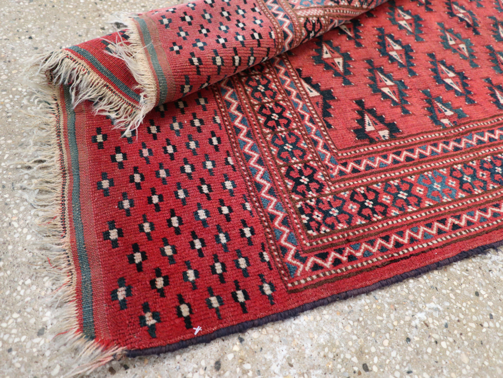 Vintage Central Asian Turkoman Tribal Throw Rug, No.30417 - Gss