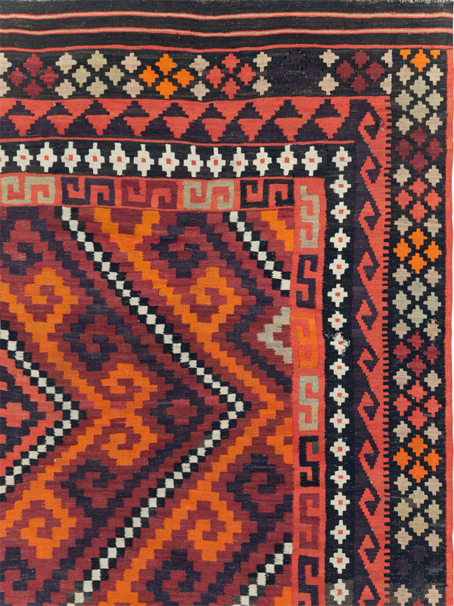 Vintage Afghan Tribal Flatweave Kilim Small Room Size Carpet, No.30420 - Gss