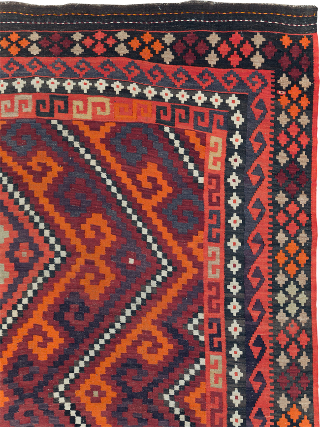 Vintage Afghan Tribal Flatweave Kilim Small Room Size Carpet, No.30420 - Gss