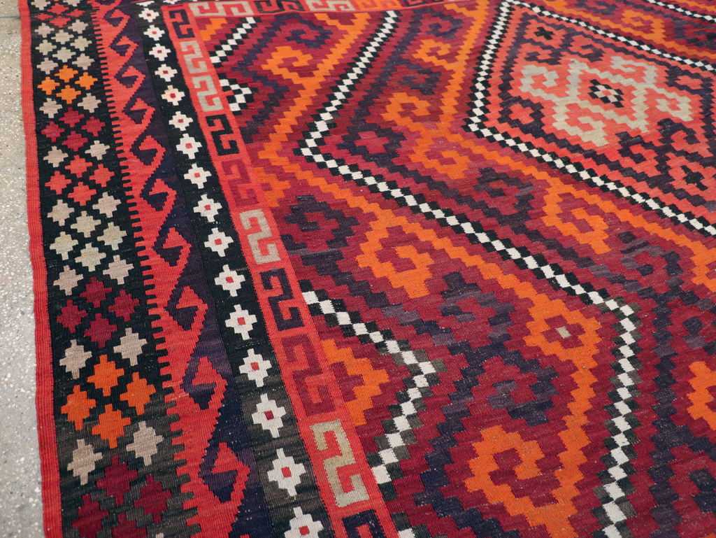 Vintage Afghan Tribal Flatweave Kilim Small Room Size Carpet, No.30420 - Gss
