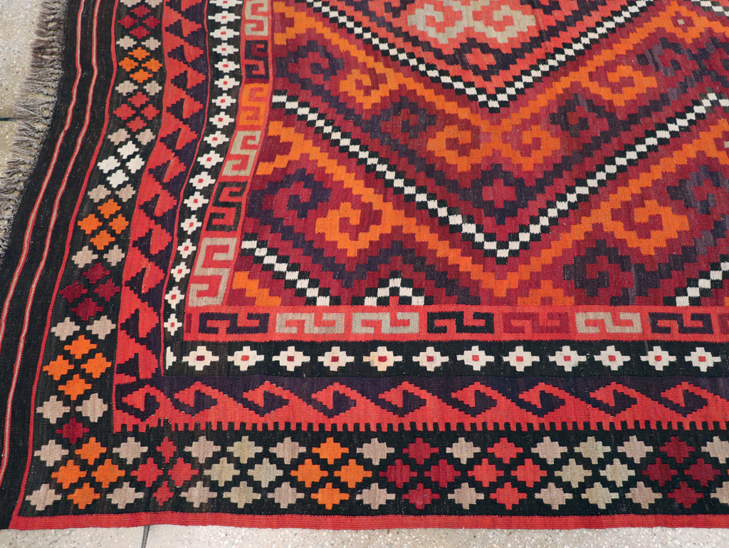 Vintage Afghan Tribal Flatweave Kilim Small Room Size Carpet, No.30420 - Gss