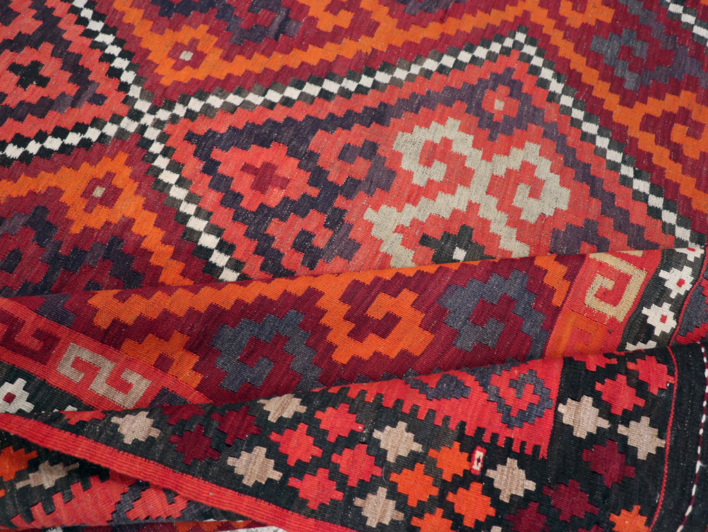 Vintage Afghan Tribal Flatweave Kilim Small Room Size Carpet, No.30420 - Gss