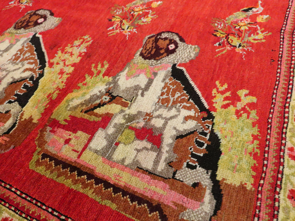 Vintage Pictorial Karabagh Rug, No.30422 - Gss