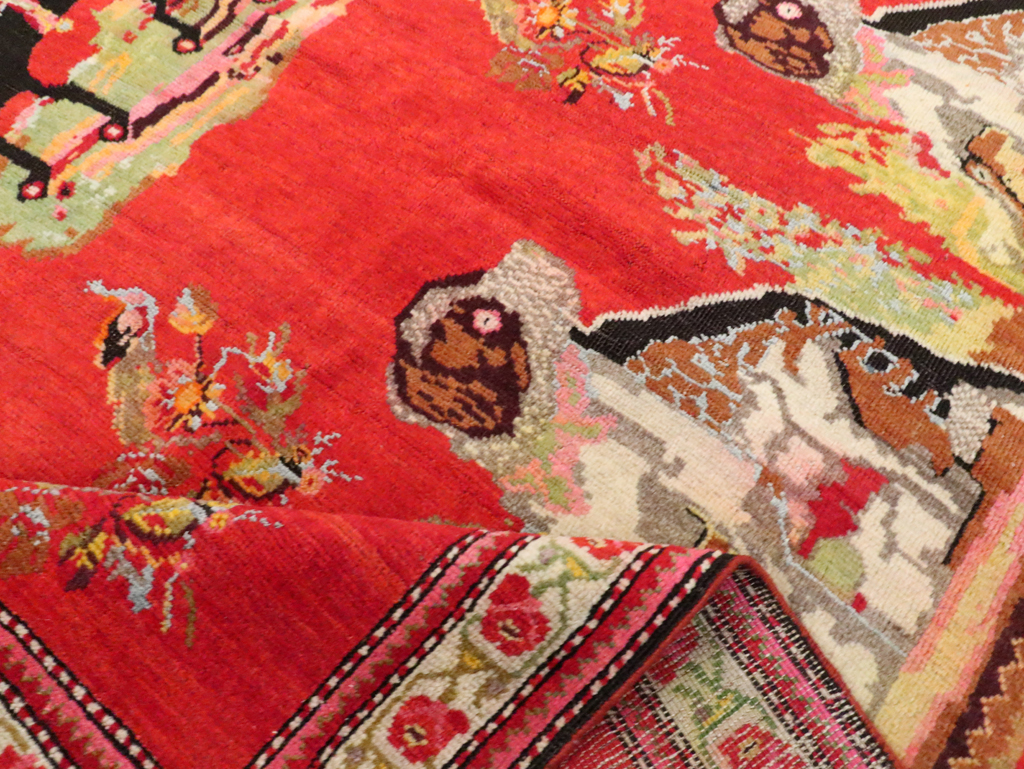 Vintage Pictorial Karabagh Rug, No.30422 - Gss