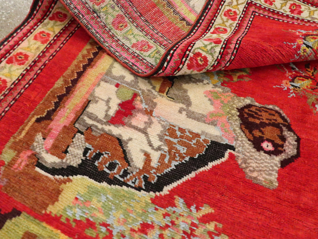 Vintage Pictorial Karabagh Rug, No.30422 - Gss