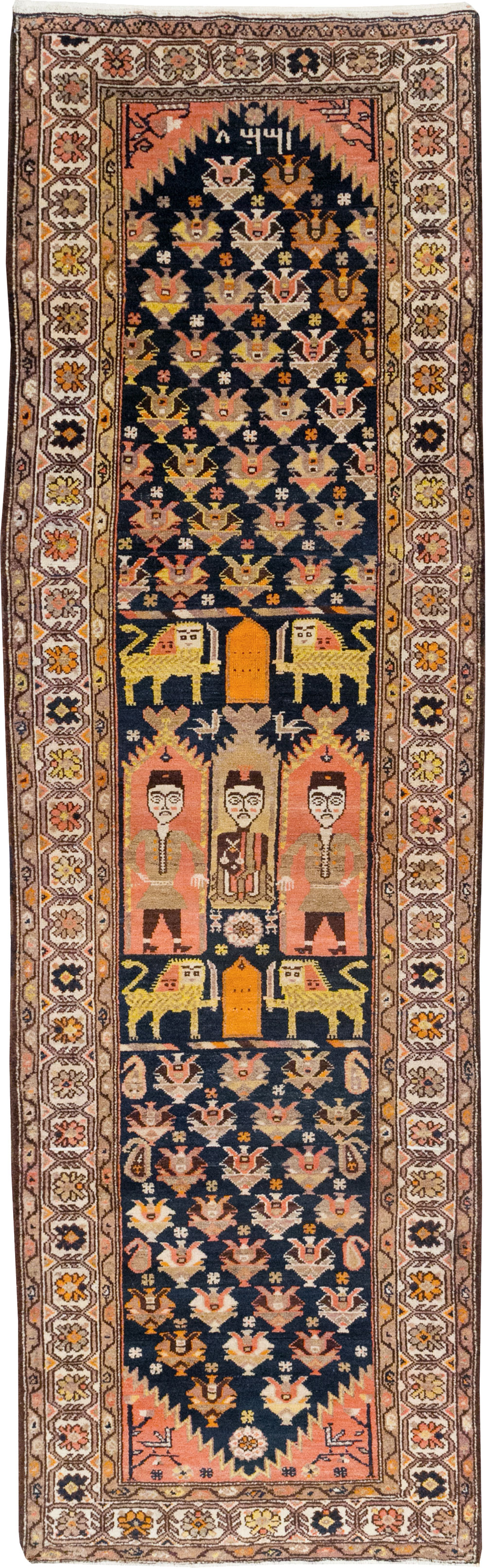 Antique Persian Hamadan Pictorial Runner, No.30426 - Gss