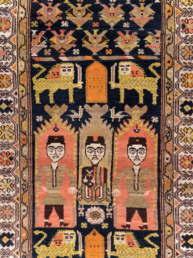 Antique Persian Hamadan Pictorial Runner, No.30426 - Gss