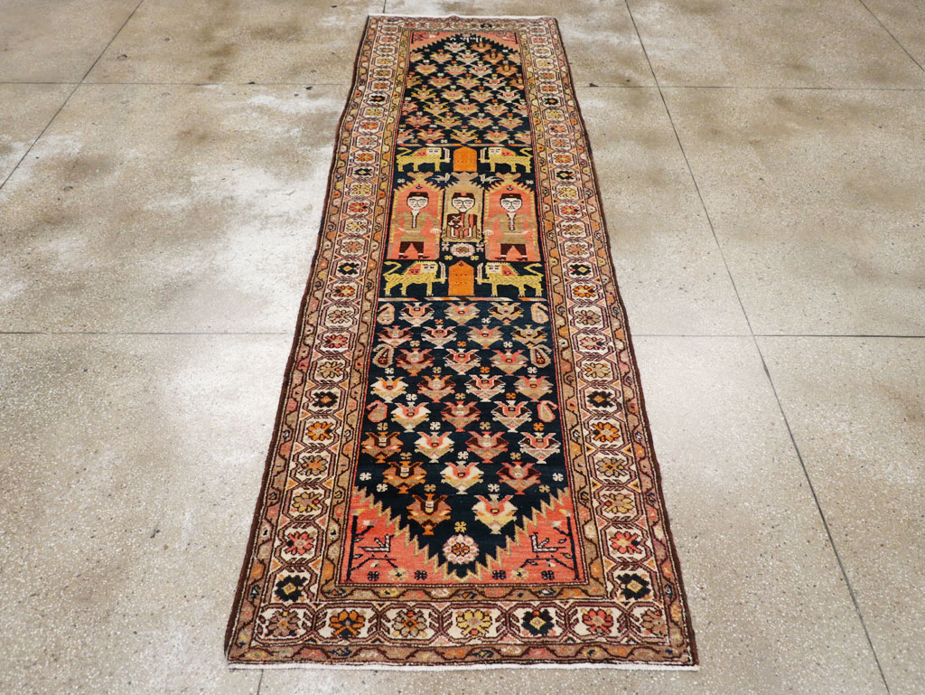 Antique Persian Hamadan Pictorial Runner, No.30426 - Gss