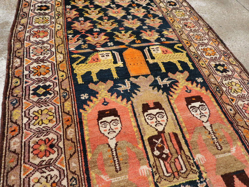 Antique Persian Hamadan Pictorial Runner, No.30426 - Gss