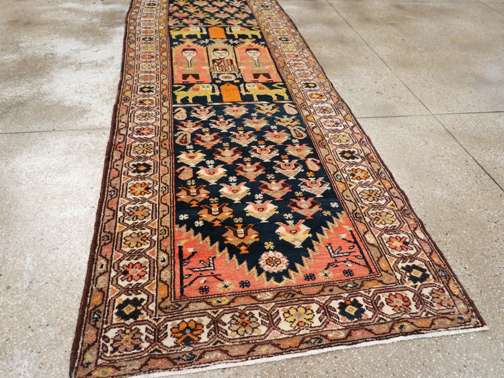 Antique Persian Hamadan Pictorial Runner, No.30426 - Gss